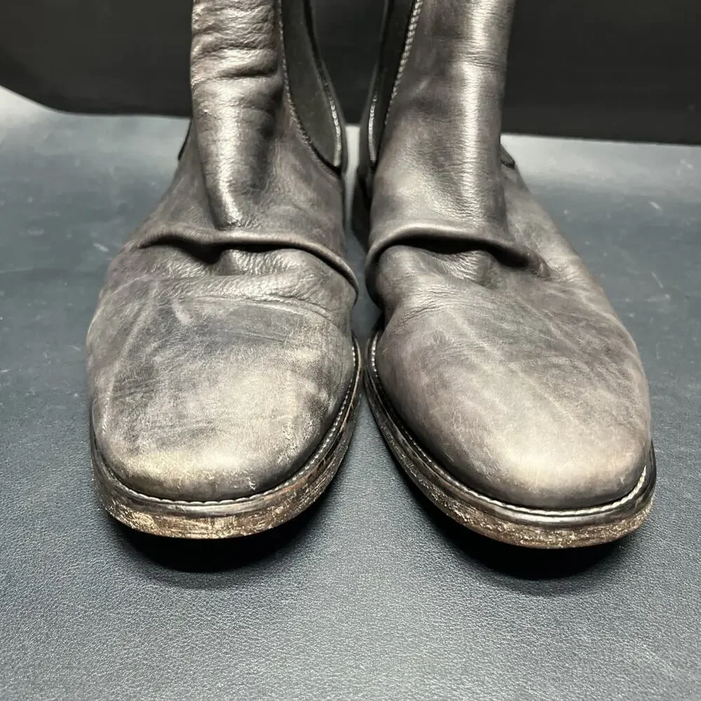 John Varvatos Fleetwood Distressed Leather Chelsea Boot Mens Size 9 Smokey Gray